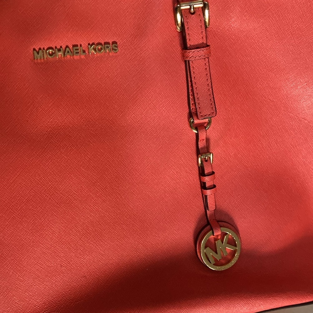 MICHAEL KORS BEAUTIFUL LARGE CANVAS TOTE SHOULDERBAG MK  burnt orange  COLOR - Picture 13 of 14